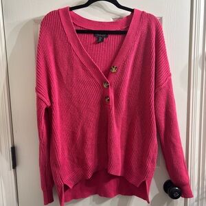Rachel Zoe Fuchsia Button-Up Sweater